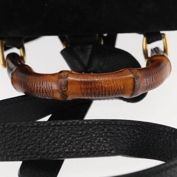 GUCCI Bamboo Backpack Suede Leather Black Auth BA6791 main image 8
